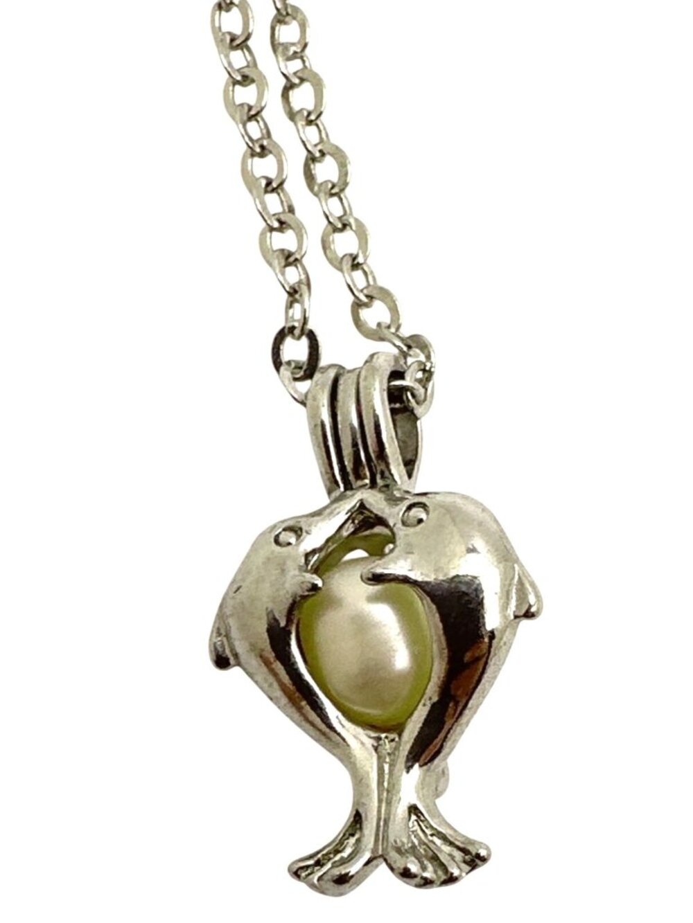 Love Dolphins Pearl Pendant Necklace Caged Coquette Soft Girl Romance